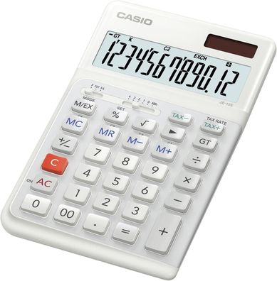 Casio ergonomischer Tischrechner JE-12E-WE, 12-stellig, Tastatur in Treppendesign, ve