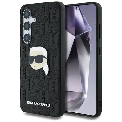 Handyhülle Galaxy S25 Plus Karl Lagerfeld Kunststoff schwarz Figur Logo Metall