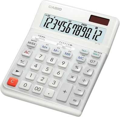 Casio ergonomischer Tischrechner DE-12E-WE, 12stellig, Tastatur in Treppendesign, ver