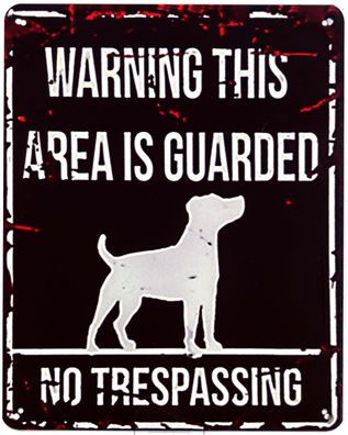 Moritz Blechschild Warning this Area is guarded Dog Deko Schild Aufschrift 20 x 25