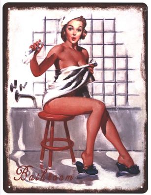 Moritz Blechschild Bathroom Frau im Handtuch Deko Schild Aufschrift Dekorations 25 x