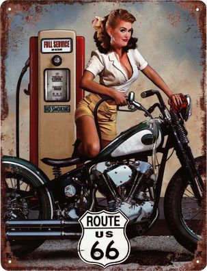Moritz Retro Deko Blechschild Route 66 US Zapfsäule Vintage-Design Metall Schild