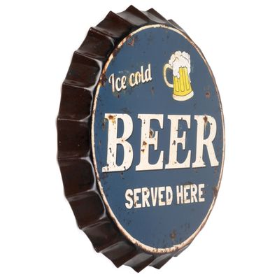 Moritz Blechschild Kronkorken Ice Cold Beer Served Here Deko Schild mit Druck 33 x 33