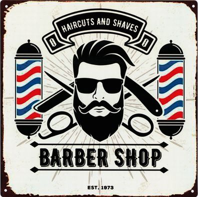 Moritz Retro Deko Blechschild Barber Shop Barbier Vintage-Design Metall Schild Gesche