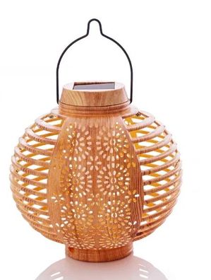 Solar-Laternen Flame Bambus 2er-Set Ø15cm Flammen-Effekt