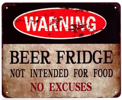 Moritz Blechschild Warning Beer Bier Kühlschrank kein Essen Deko Schild Aufdruck 20x2