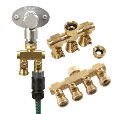 Wasserverteiler 2 Wege Außengewinde 3/4" Messing robust