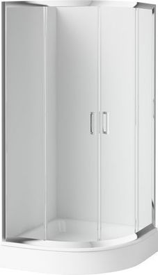 Duschkabine Duschabtrennung Viertelkreis Chrom FUNKIA 80x80 185 cm Transparent Glas