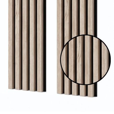 Akustikpaneele 53x240 cm, Farbe: Eiche Sanremo Leicht, Lamellenwand auf Filz