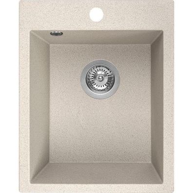 Granitspüle Einzelbecken CHICHI 48x39 Beige | Siphon im SET!