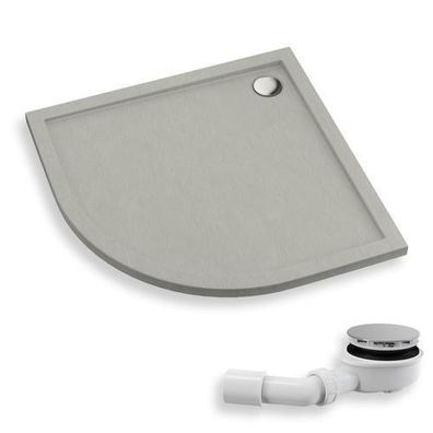 Duschwanne Viertelkreis Acryl CASPAR NEW 90x90x4,5, Steinoptik | Ablauf im SET !