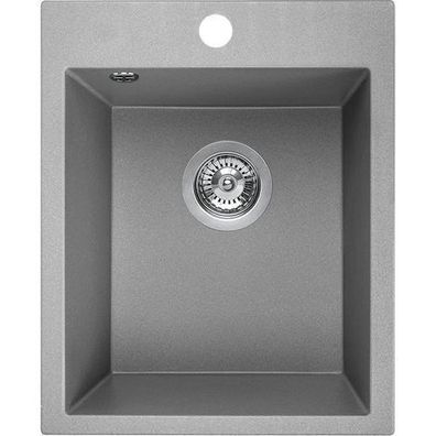 Granitspüle Einzelbecken CHICHI 48x39 Grau | Siphon im SET!