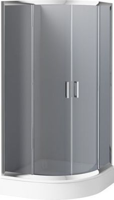 Duschkabine Duschabtrennung Viertelkreis Chrom FUNKIA 80x80 185 cm Grafit Glas