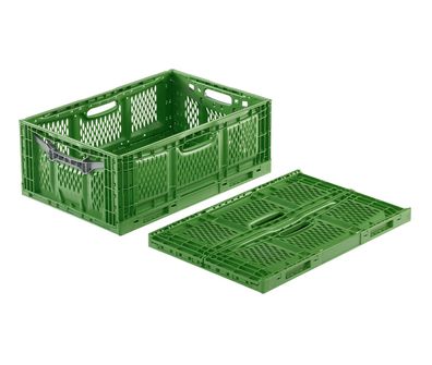 Klappbox 40x30x18 cm durchbrochen grün stapelbar