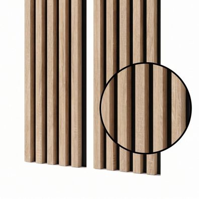 Akustikpaneele 53x240 cm, Farbe: Eiche Sonoma, Lamellenwand auf Filz