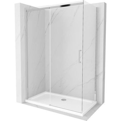 Mexen Omega Duschabtrennung 130x70 cm, Transparent Chrom + Duschwanne Flat