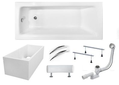 Badewanne Rechteck Acryl TALIA Premium 170x75 Wannenträger | Ablauf & Füße GRATIS !