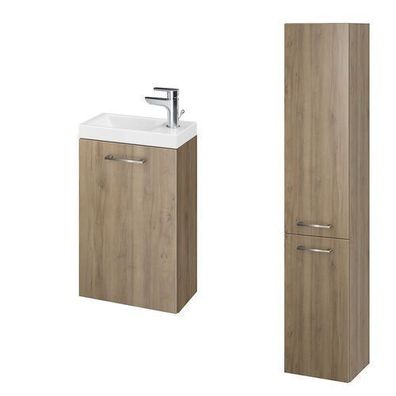 Badmöbel Set LARA COMO 40 Waschbecken-Unterschrank mit Hochschrank 150x30x25 Nussbaum