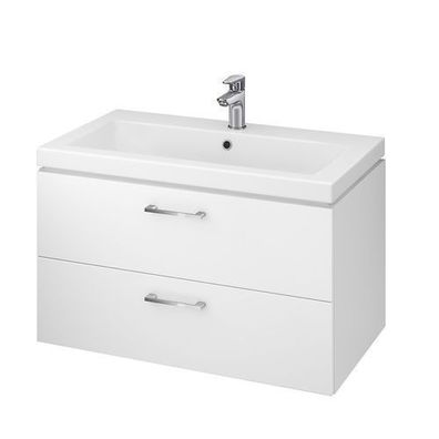 Badmöbel Set Badezimmerschrank mit Keramikwaschbecken LARA COMO 80 Weiß
