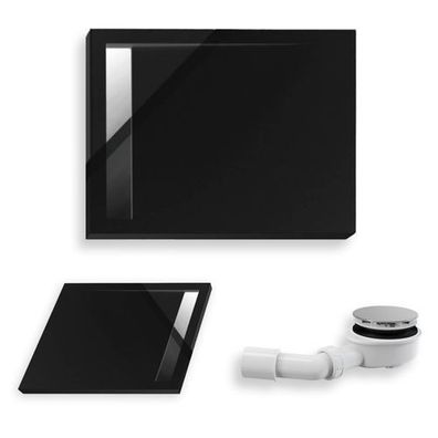 Duschwanne Rechteck Acryl WEST NEW 110x90x5 Schwarz Weiß | Ablaufgarnitur im SET !