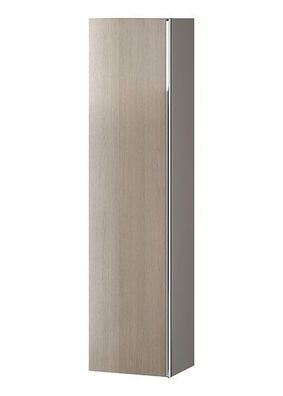 Badezimmer Hochhängeschrank Hochschrank VIRGO 160 Eiche, Silber Griffe mit Spiegel