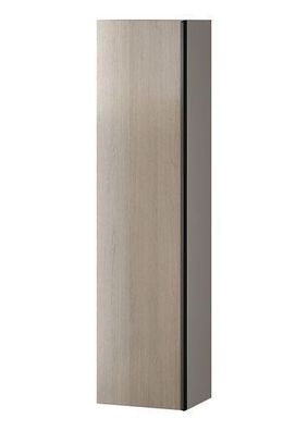 Badezimmer Hochhängeschrank Hochschrank VIRGO 160 Eiche, Schwarz Griffe mit Spiegel