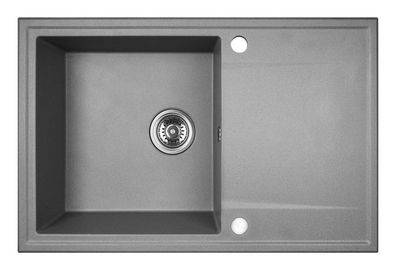 Granitspüle Einzelbecken HUNTER 44x67 Grau mit langer Abtropffläche | Siphon im SET!