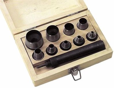 Locheisensatz 10-teilig Holzbox Edelstahl