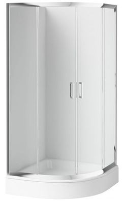 SET: Duschwanne Alex & Duschkabine Viertelkreis Funkia 90x90 185cm Transparentes Glas
