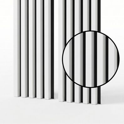 Akustikpaneele 53x240 cm, Farbe: Weiß Semi-Matt, Lamellenwand auf Filz