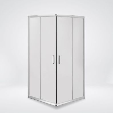 Duschkabine Duschabtrennung Quadratisch Chrom FUNKIA 90x90 185 cm Gefrorenen Glas
