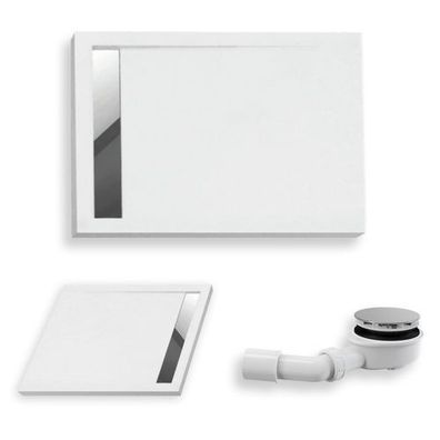 Duschwanne Rechteck Acryl WEST NEW 120x100x5 Steinoptik | Ablaufgarnitur im SET !