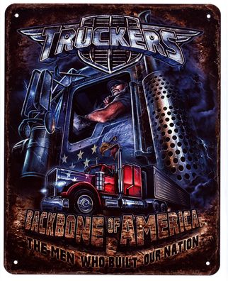 Moritz Blechschild Truckers Backbone of America Deko Schild mit Aufschrift 20 x 25