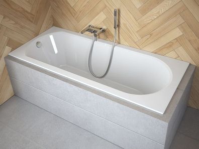 Badewanne Rechteck Acryl Intrica SLIM 170x75 Wannenträger | Ablauf & Füße GRATIS !