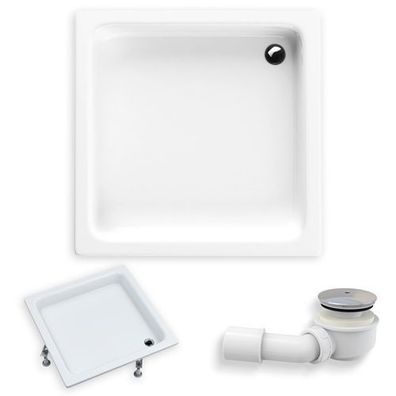Duschwanne Quadratisch Acryl ZEFIR 90x90 Weiß | Ablaufgarnitur & Füße im SET!