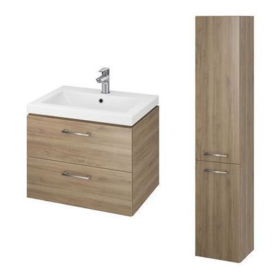 Badmöbel Set LARA COMO 60 Waschbecken-Unterschrank mit Hochschrank 150 Nussbaum