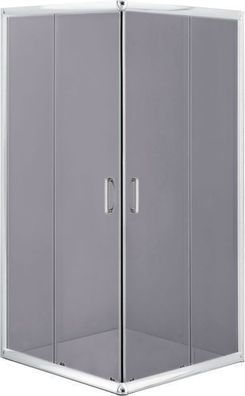 Duschkabine Duschabtrennung Quadratisch Chrom FUNKIA 80x80 185 cm Grafit Glas