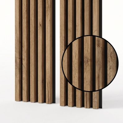 Akustikpaneele 53x240 cm, Farbe: Eiche Wotan, Lamellenwand auf Filz