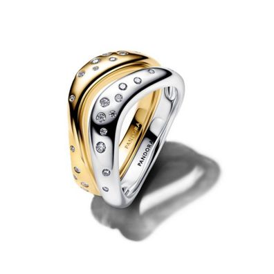 Ring 54 - bicolor - Organisch Geformt 2 Ringe