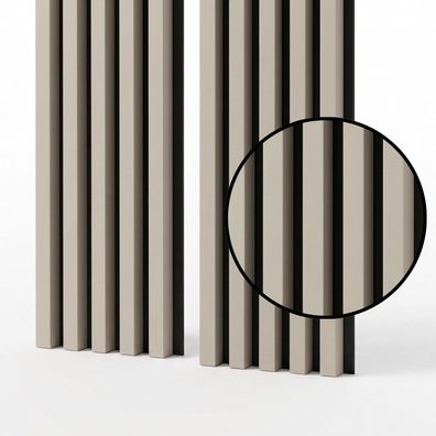 Akustikpaneele 53x240 cm, Farbe: Sandgrau, Lamellenwand auf Filz