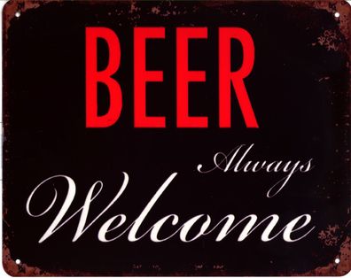 Moritz Blechschild Beer Always Welcome Deko Schild Aufschrift Dekoration Druck 20 x 2