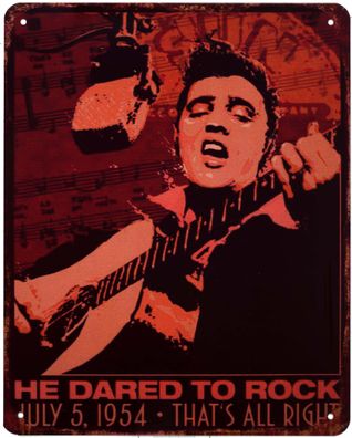 Moritz Blechschild Elvis He dared to Rock Deko Schild Aufschrift Dekoration 20 x 25