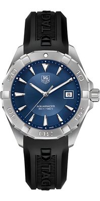 Tag Heuer Aquaracer Herrenuhr silber schwarz blau WAY1112. FT8021