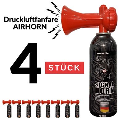 JUNG Druckluftfanfare WM 2026 Air Horn Fanfare Tröte 4X 400ml, 200 Kurze Signale Hupe