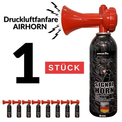 JUNG Druckluftfanfare WM2026 Air Horn Fanfare Tröte 1X 400ml, 200 Kurze Signale Hupe