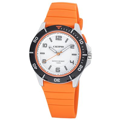 Calypso Unisex Armbanduhr Quarz Orange/Weiß K5857/3