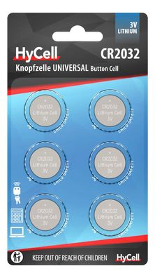 CR2032 Lithium Knopfzellen 3V 6er Pack