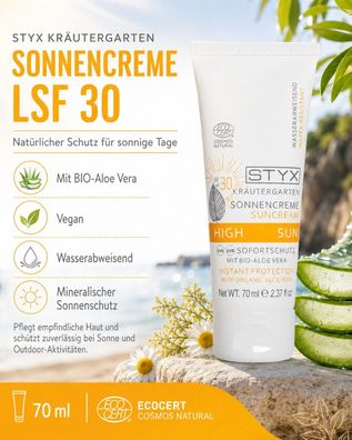 STYX Sonnencreme LSF 30 - Mineralischer Schutz mit BIO-Aloe Vera, 70 ml