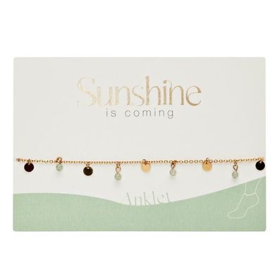 HCA Sunshine is coming - Fußkettchen, grüner Quarz, vergoldet, 607421 1 St