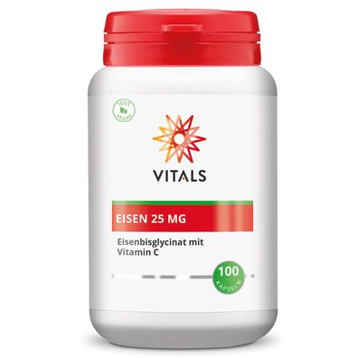 Vitals Eisen 25 mg Bisglycinat + Vitamin C, 100 Kapseln